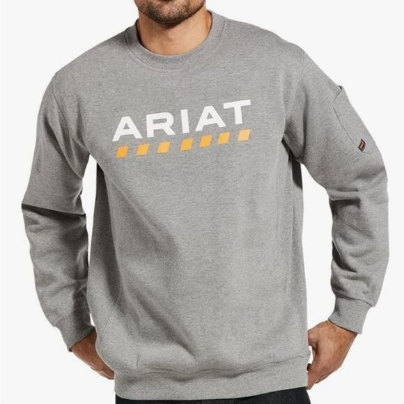 Ariat Rebar Workman Logo Sweatshirt- Grey - Picture 2 of 8